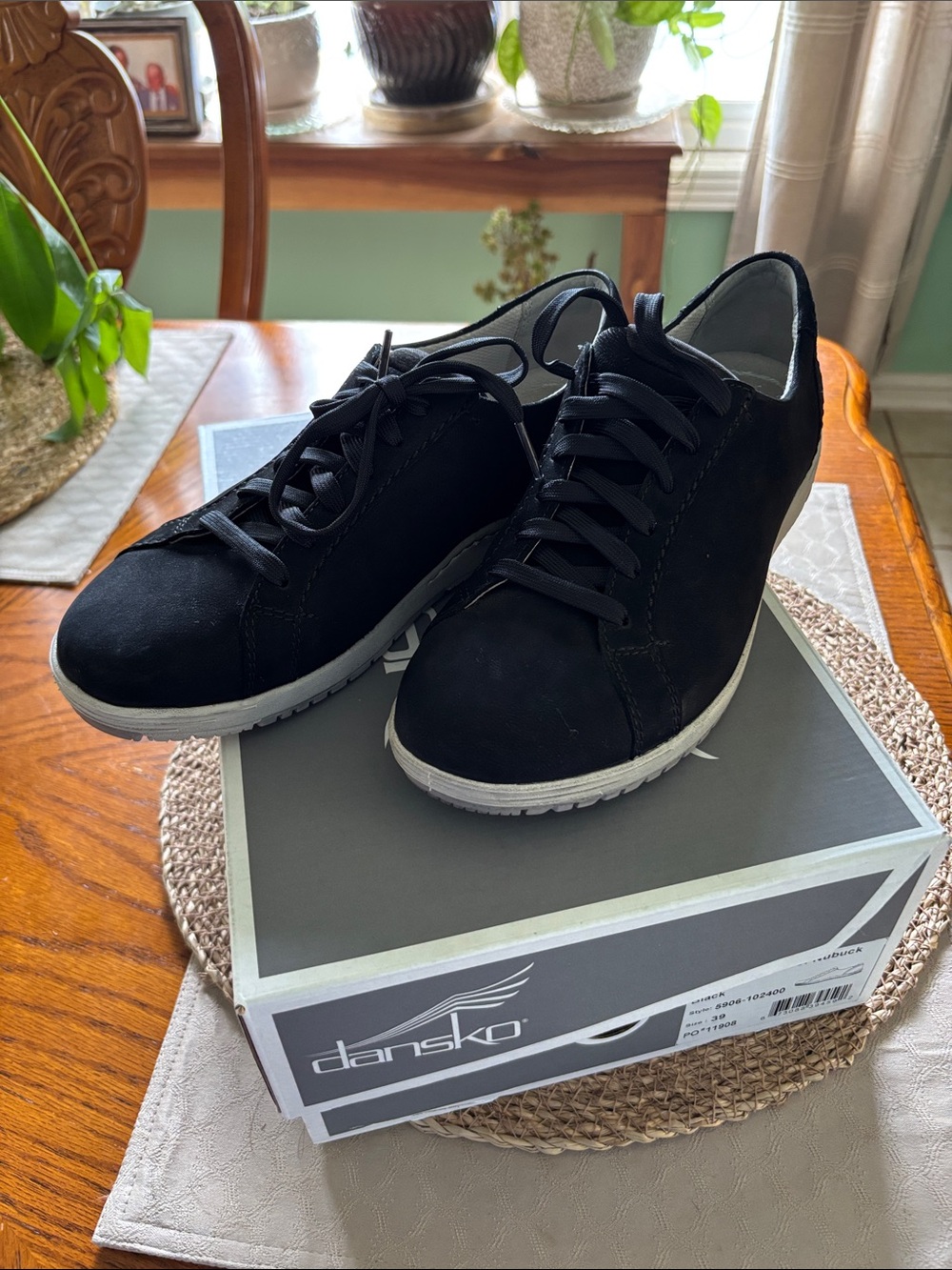 Dansko Women's Black Lace-Up Platform Sneakers with White Sole
